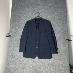 Vintage Hart Schaffner & Marx Blazer Mens 42R Blue Navy Wool Gold Button Hechts